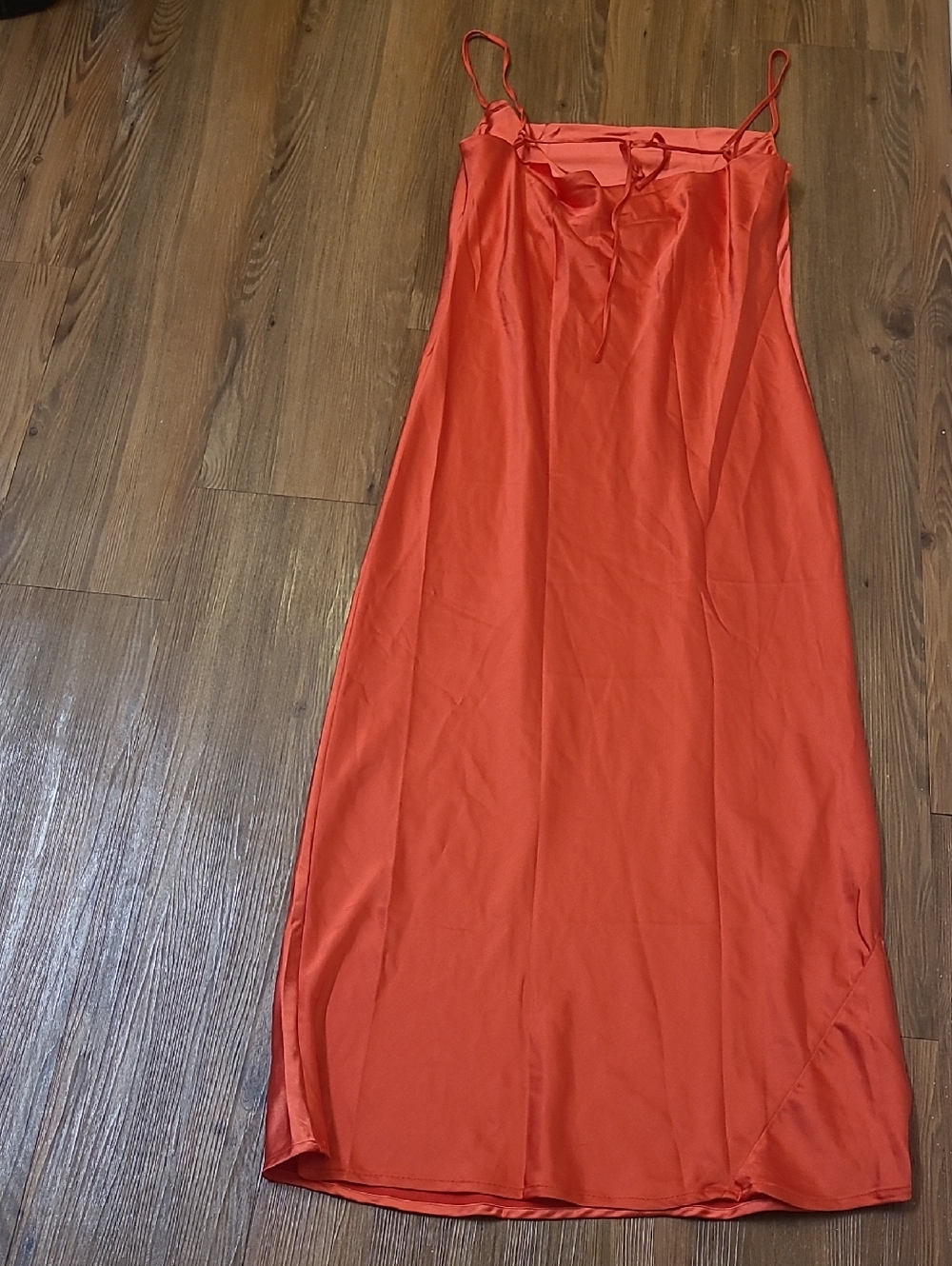 Old Navy Strapless Satin Slip Dress in Coral Orange for women new color red. - Picture 8 of 11